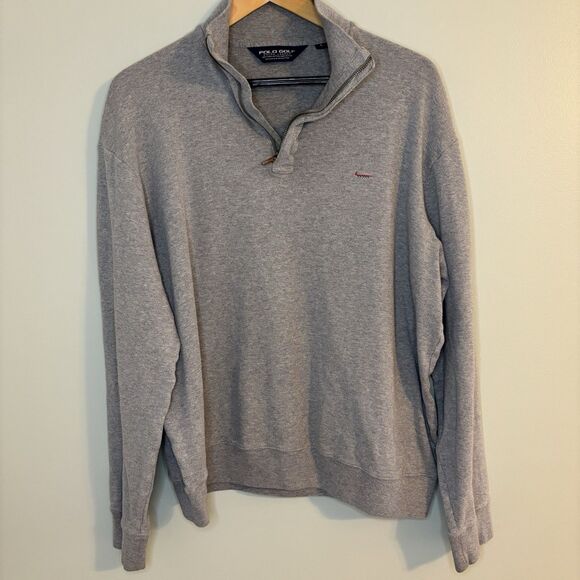 Polo Golf Ralph Lauren Mens L Gray Pima Cotton 1/4 Zip Sweatshirt - Picture 1 of 9